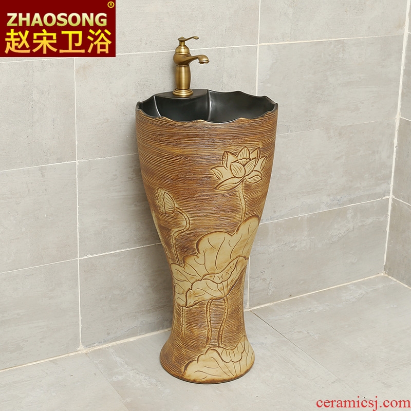 Pottery and porcelain of song dynasty household one-piece pillar lavabo basin home floor toilet lavatory basin of a home stay facility