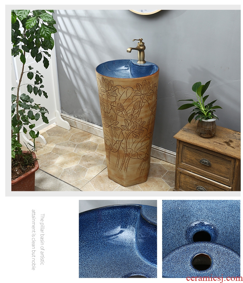 Pillar one - piece Pillar basin floor type restoring ancient ways ceramic basin sink basin of Pillar type lavatory