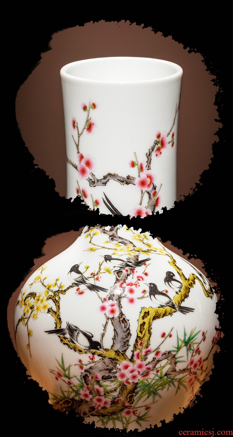 New Chinese style of jingdezhen ceramics powder enamel hand - made big vase furnishing articles flower arranging home sitting room adornment ornament - 599224021482 process