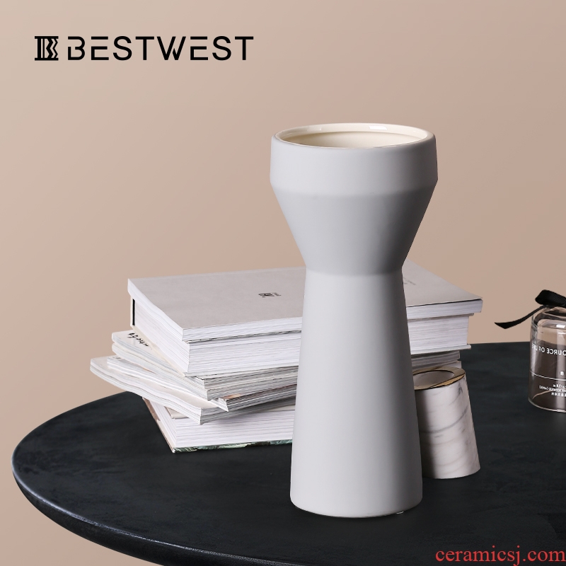 BEST WEST light key-2 luxury ceramic vase furnishing articles dry flower vase example room sitting room exhibition hall decoration ideas