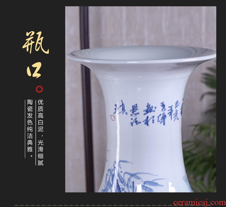 Jingdezhen ceramics of large red vase European - style villa living room decoration furnishing articles 1.2 meters large opening - 606278438231