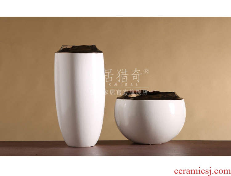 Large vases, jingdezhen ceramic I and contracted Europe type Nordic furnishing articles villa living room window flower arrangement suits for - 540017373358