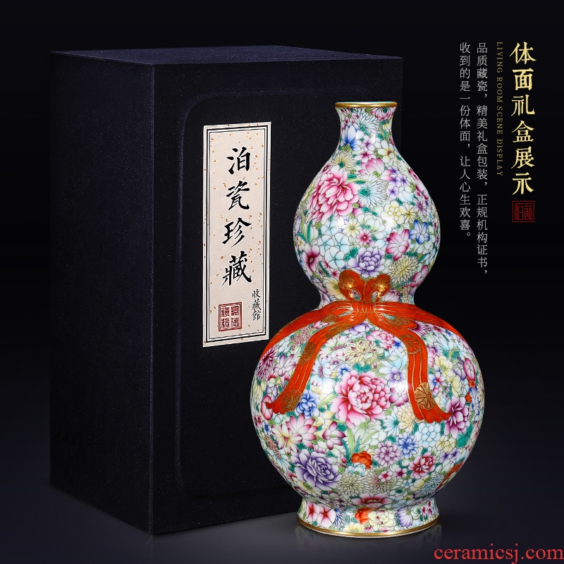 Jingdezhen ceramics antique flower gourd baggage vases, sitting room of the new Chinese style household decorations collection furnishing articles