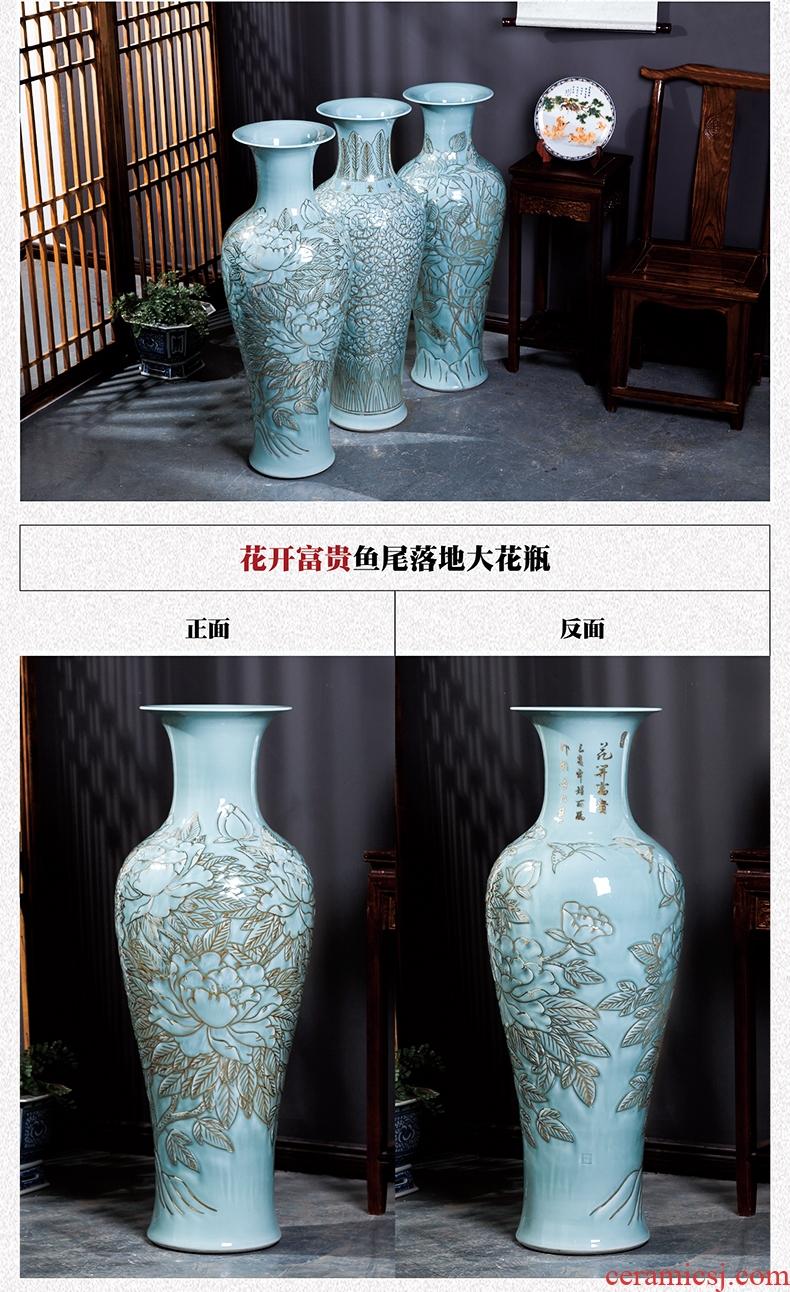 Ceramic vases, flower arrangement sitting room place I and contracted to restore ancient ways the dried ou landing big flowerpot jingdezhen porcelain - 599676994614