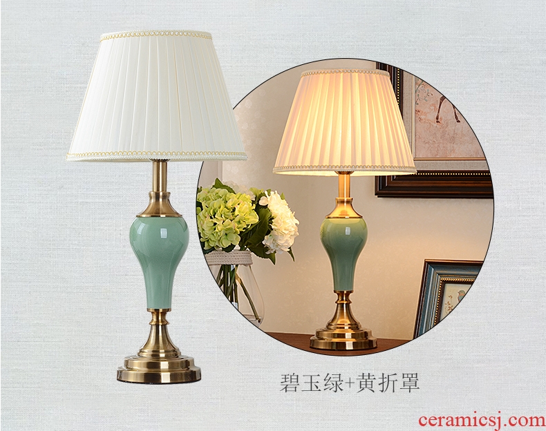 American retro ceramic desk lamp light contracted the new Chinese style of bedroom the head of a bed creative continental warm light sitting room desk lamp