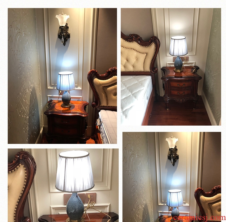 American desk lamp ceramic decoration art designer I and contracted atmosphere all copper lamps and lanterns of the sitting room the bedroom of the head of a bed