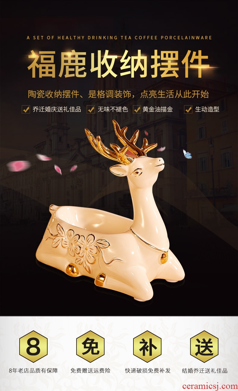 Home decorative furnishing articles European ceramic keys to receive dish the girlfriends moved into gifts deer furnishing articles of jewelry