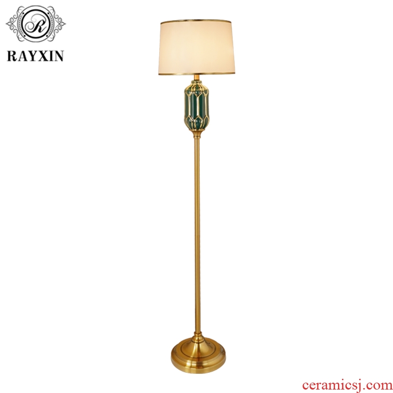 Light key-2 luxury American - style floor lamp of the head of a bed bedroom is I and contracted sitting room ins Nordic warm wind vertical ceramic lamp