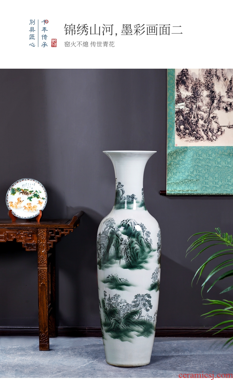 Blue and white porcelain jingdezhen ceramic vase sitting room place large antique Chinese style household decorative vase TV ark - 529007145046