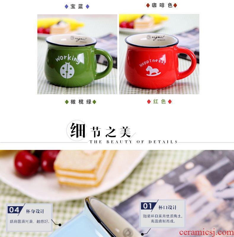 Ceramic mug cup with cover scoop creative couple cups of milk for breakfast cup logo custom coffee cup mugs