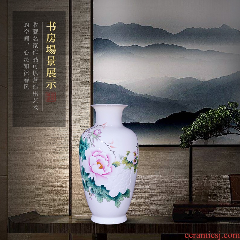 Jingdezhen ceramic hand - made pastel dried flowers, thin body of the big new Chinese style household vase TV ark, sitting room porch place