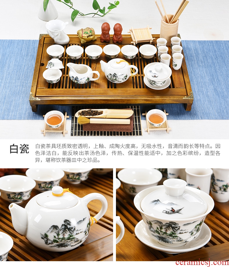 Beauty cabinet kung fu tea set a complete set of ceramic household contracted and contemporary solid wood tea tray tea tea sea office