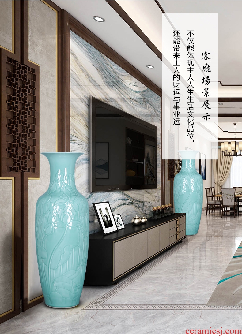 Contracted and I jingdezhen ceramic dry flower of large vase restoring ancient ways furnishing articles sitting room flower arranging flowers, checking pottery - 604319906431