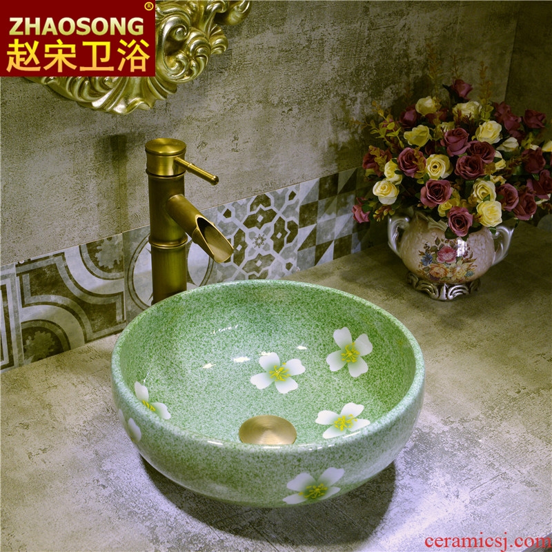 European ceramic art on the small basin of circular lavabo little space lavatory 35 cm large. 40 of the basin that wash a face