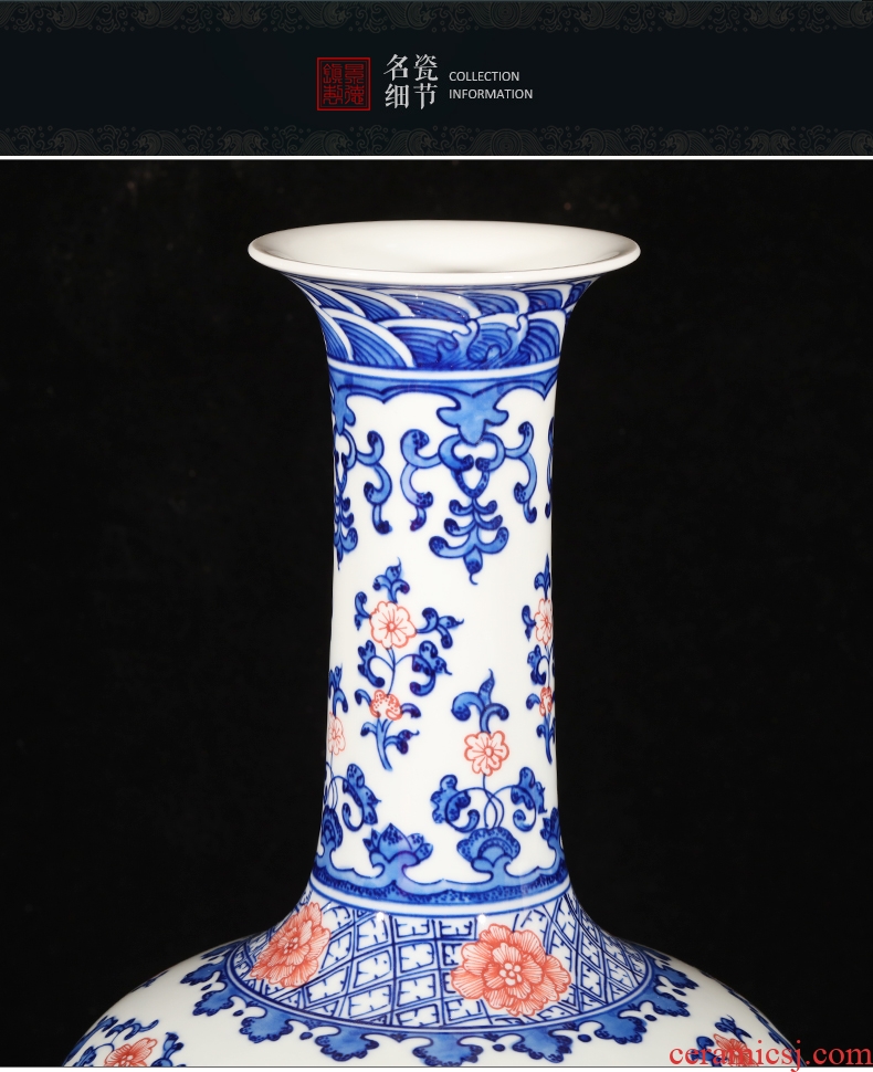 Jingdezhen ceramics imitation qianlong hand - made Chinese style restoring ancient ways is blue and white porcelain vase wine sitting room adornment is placed