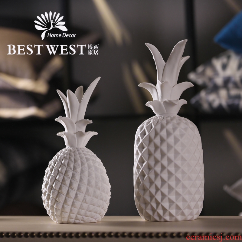 【 for 】 pineapple furnishing articles matte white ceramic soft adornment ornament adornment of contemporary and contracted sitting room wine