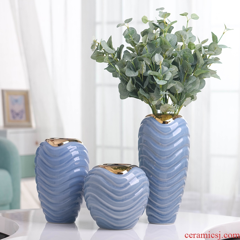 American light key-2 luxury modern Nordic golden vases, ceramic flower arrangement luxurious sitting room porch TV ark, home furnishing articles