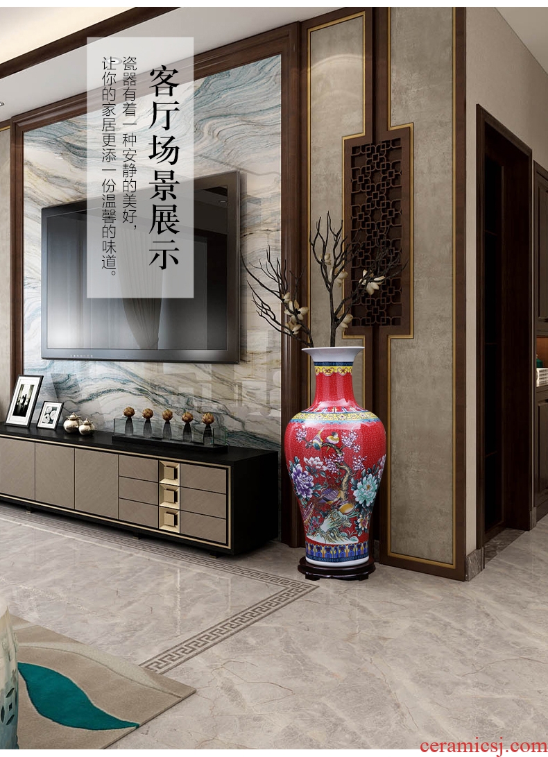 Jingdezhen ceramic floor coarse pottery large vases, I and contracted sitting room TV cabinet dry flower arranging furnishing articles retro POTS - 598850284935