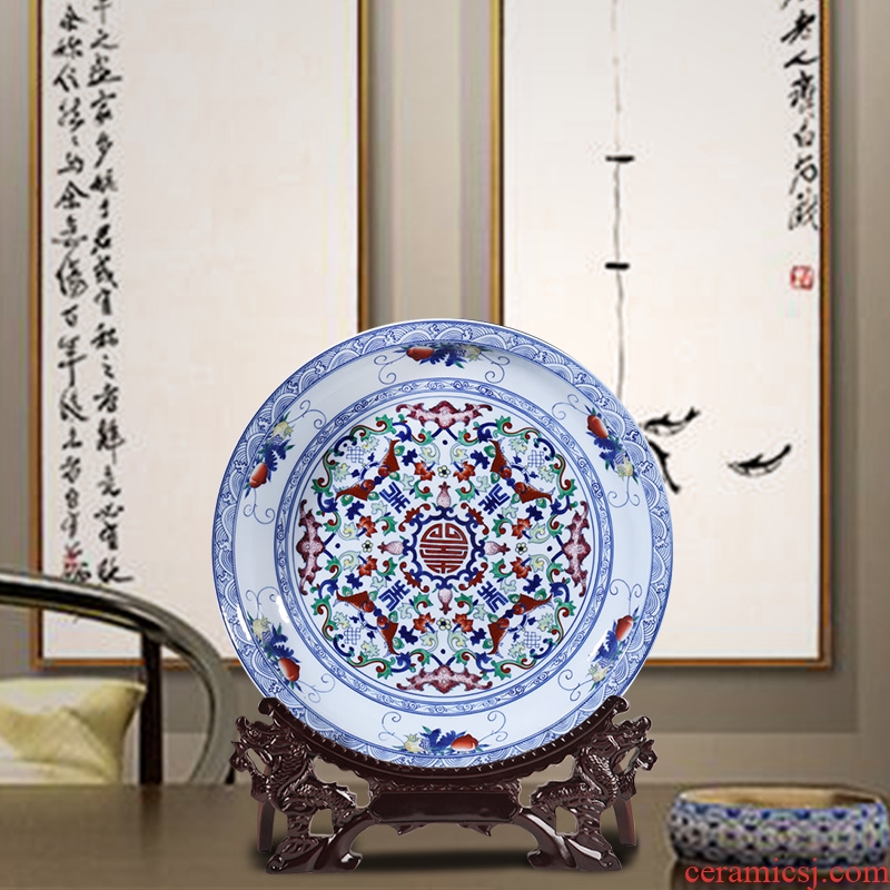 Jingdezhen ceramics archaize color bucket live grain big porcelain hang dish hanging new Chinese style household adornment furnishing articles