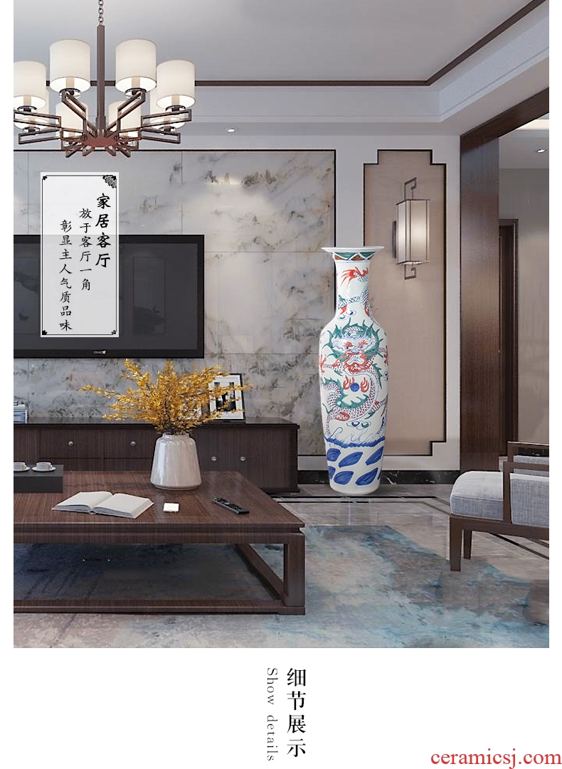 Jingdezhen ceramics archaize crack jun porcelain glaze white borneol big vase modern living room furniture decoration pieces - 42058694147