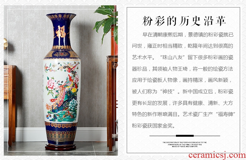 Jingdezhen blue and white ceramics vase of large hotel opening Chinese flower arranging sitting room adornment office furnishing articles - 556163890433