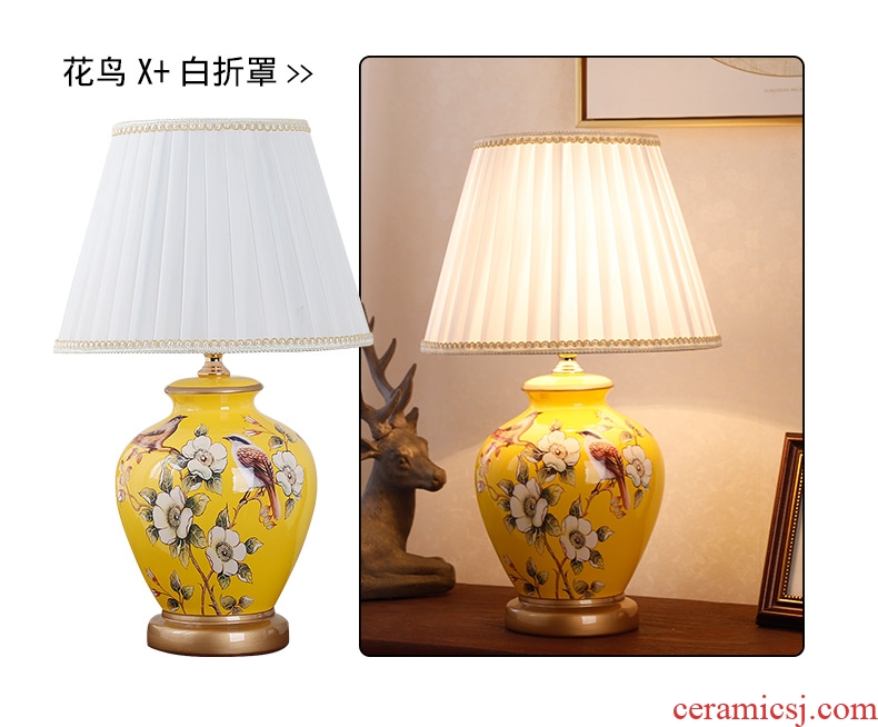 Ceramic lamp American bedroom living room study of new Chinese style restoring ancient ways European - style decorative lamps and lanterns is I warm bedside lamp