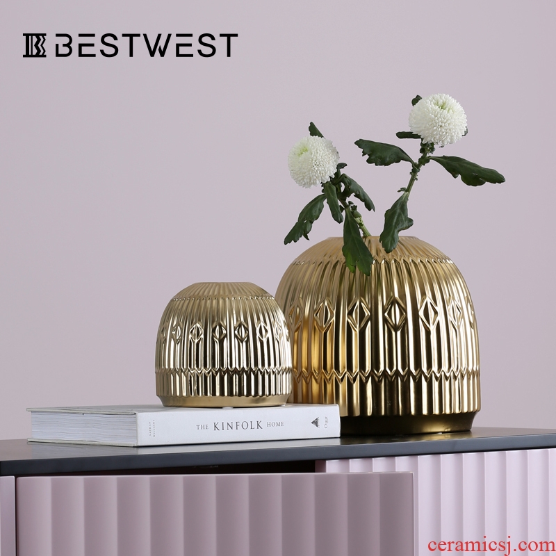 BEST WEST show ceramic vase furnishing articles creative living room hall light soft decoration decoration key-2 luxury hotel