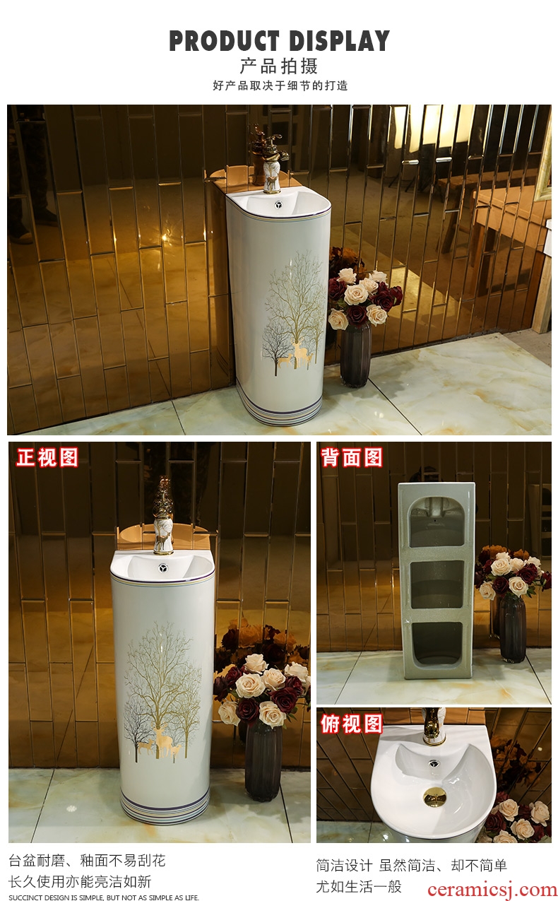 Ceramic column pillar lavabo small toilet basin to post one floor type lavatory basin milu deer