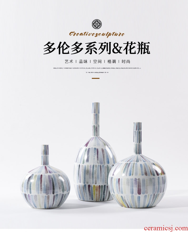 Jingdezhen ceramic European vase in the sitting room is I and contracted large furnishing articles dried flower vases, pottery vases, modern - 600948662049