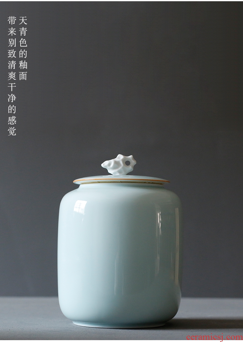 Serve tea ceramic large caddy fixings 1 catty in white tea tea pu - erh tea pot of white porcelain seal box shadow celadon household tea warehouse