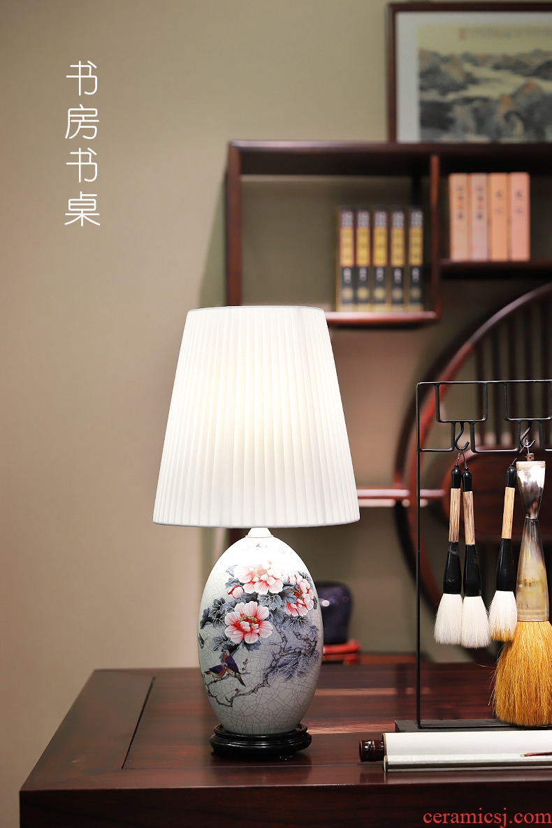 New Chinese style lamp ceramic decoration art of I and contracted retro hand - made all copper lamps and lanterns of the sitting room the bedroom of the head of a bed