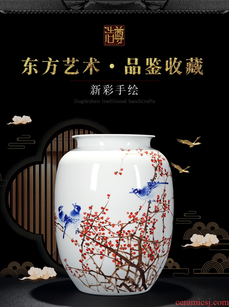 Jingdezhen ceramic hand - made big blue and white porcelain vase furnishing articles sitting room of Chinese style household rich ancient frame flower arranging porcelain decoration - 598599289846