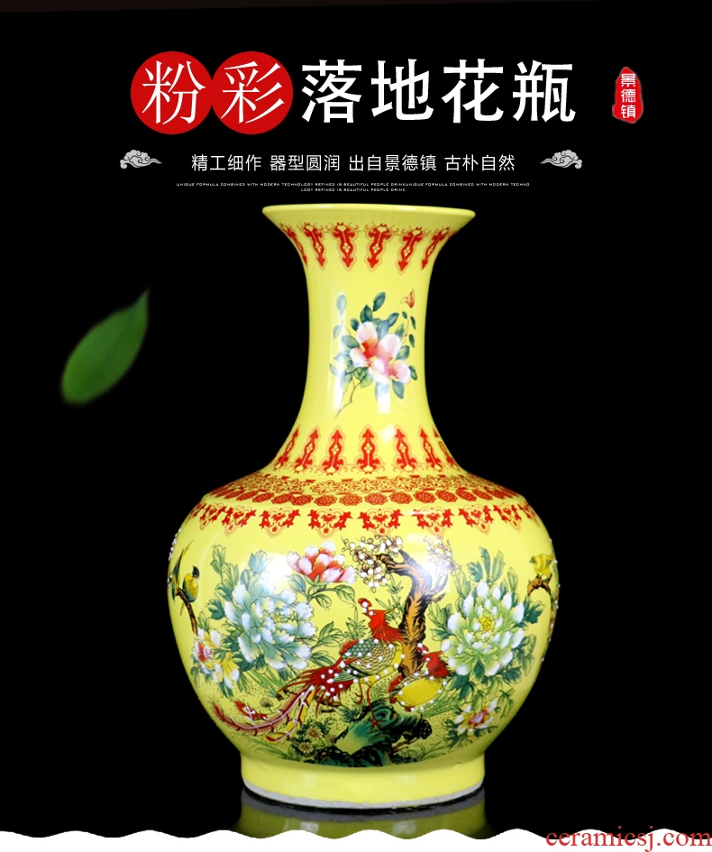 Jingdezhen ceramics hotel opening office Chinese flower arranging sitting room ground red vase Chinese red - 602943723265