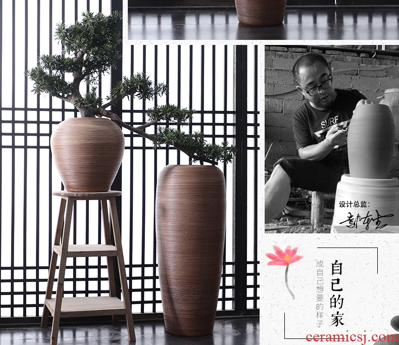 New Chinese style restoring ancient ways ceramic household vase creative living room decoration flower arranging containers dry flower is placed big desktop - 583295609150
