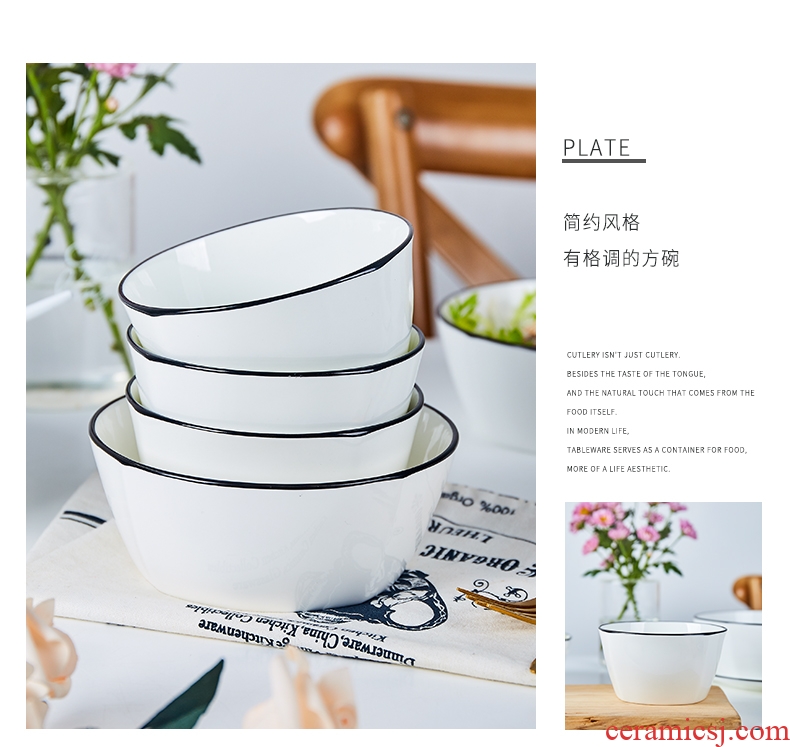 Ipads China square bowl of Japanese creative household ceramic bowl bowl of small bowl of rice bowl rainbow such as bowl bowl northern wind tableware