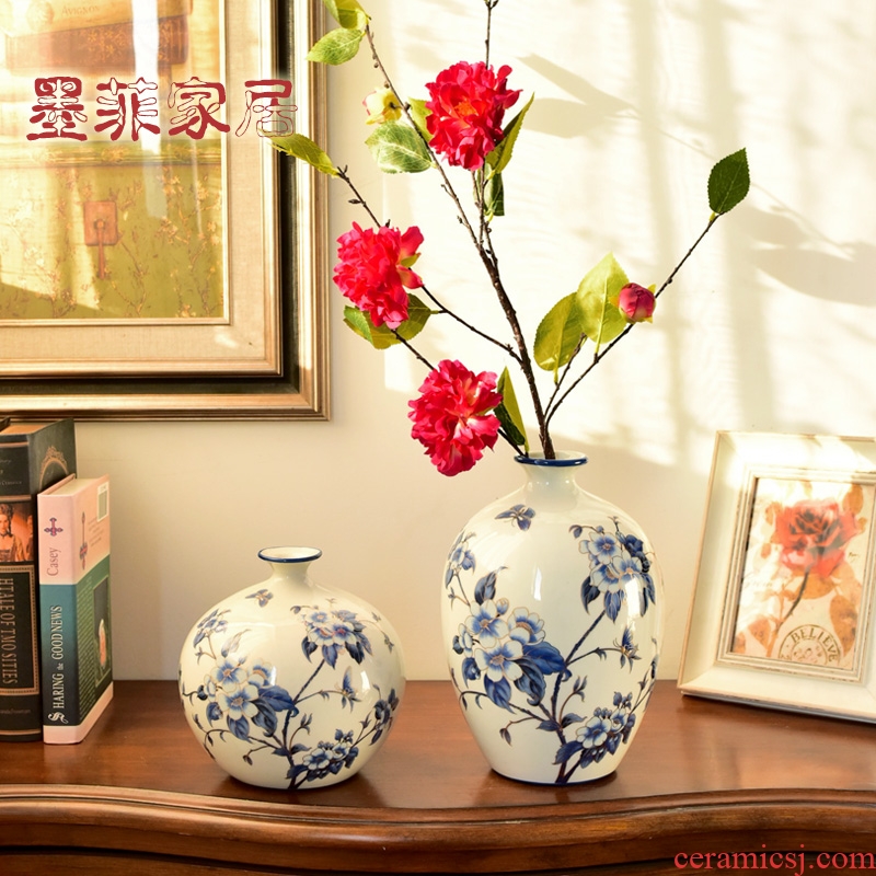 Murphy American country handmade ceramic vases, new Chinese style living room TV cabinet wine cabinet decoration hydroponic flower arranging furnishing articles