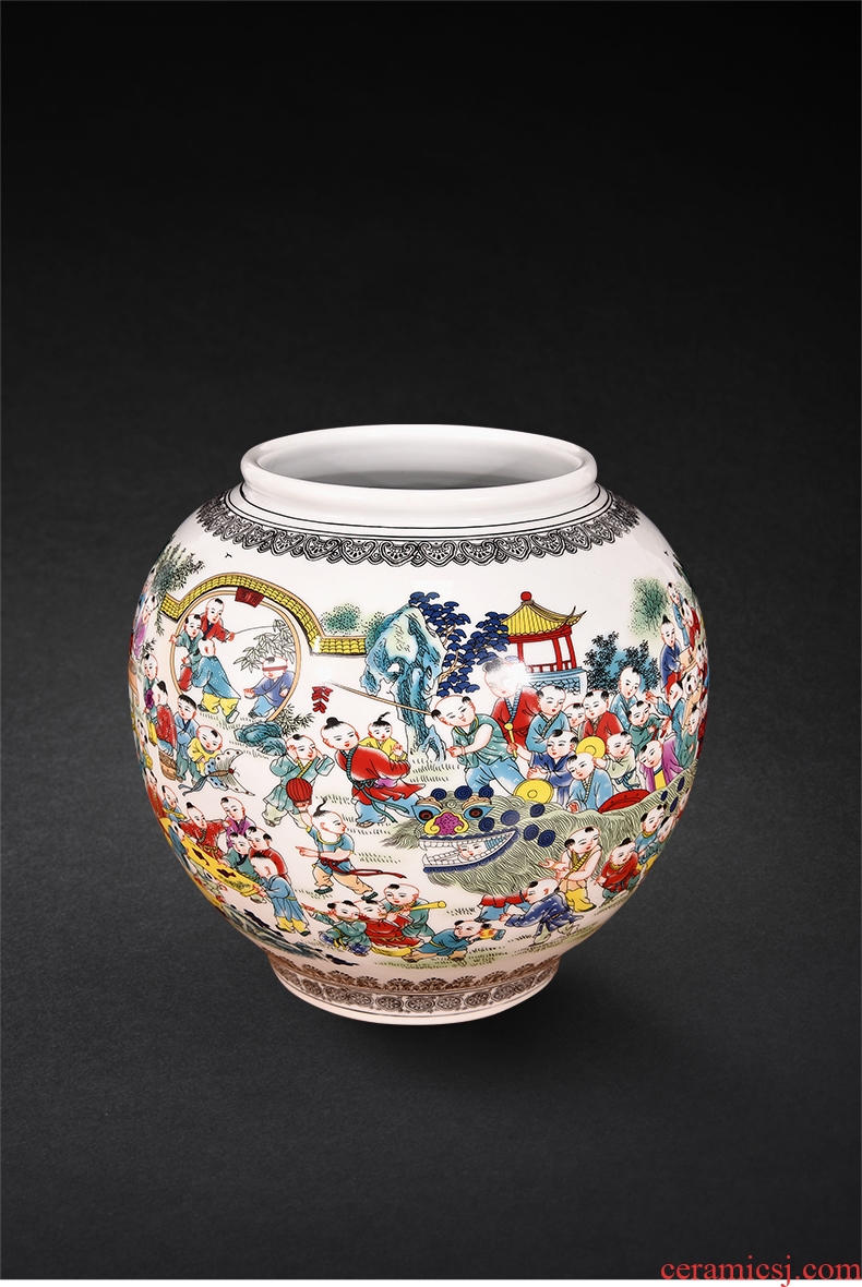 Jingdezhen ceramics antique hand - made landscape painting landing big vases, new Chinese style living room decorations furnishing articles - 558764687442