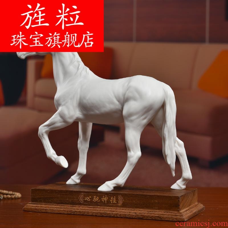 Bm dehua white porcelain horse sculpture art creative gift porcelain office furnishing articles