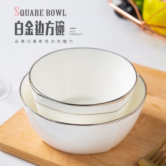 Jingdezhen ceramic bowl household contracted north European style bowl of Chinese style white ipads China up phnom penh abnormity tableware square your job