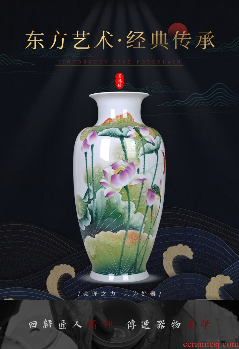 Jingdezhen ceramics of large vase Chinese red paint peony flowers prosperous hotel sitting room adornment is placed - 601928820384