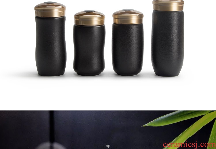 Mr Nan shan tendril. Heat preservation office cup of black porcelain ceramic cups individual cup bladder large - capacity glass