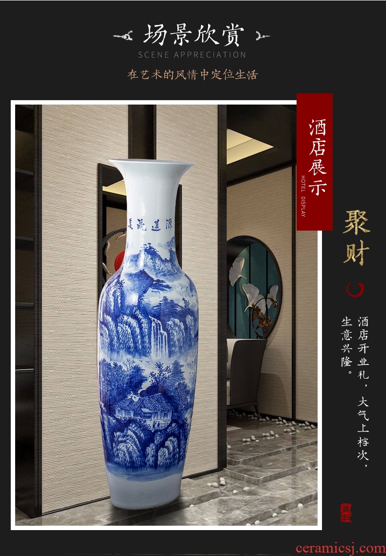Furnishing articles of jingdezhen ceramics archaize big flower wearing Chinese style living room vase of blue and white porcelain hotel decoration - 600950254549