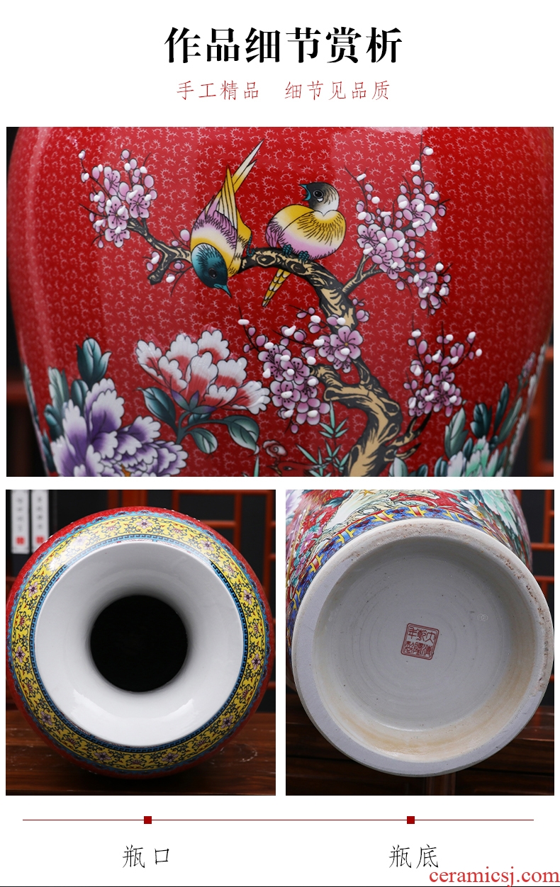 Jingdezhen ceramics classic hand-painted color crack glaze pomegranate flowers of blue and white porcelain vase Chinese penjing - 598850284935