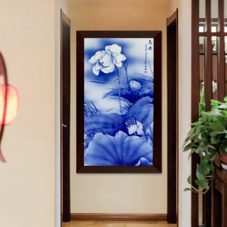 Ceramic plate painting murals sofa background wall of the sitting room adornment I and contracted vertical version of porch corridor lotus hang a picture
