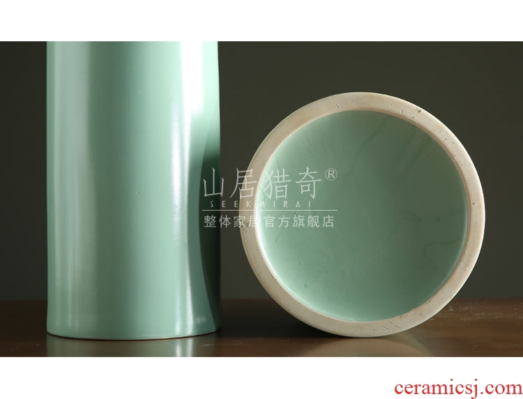 Jingdezhen porcelain industry the azure glaze ceramics founds a flat belly vase Chinese modern decor collection furnishing articles - 568450384138