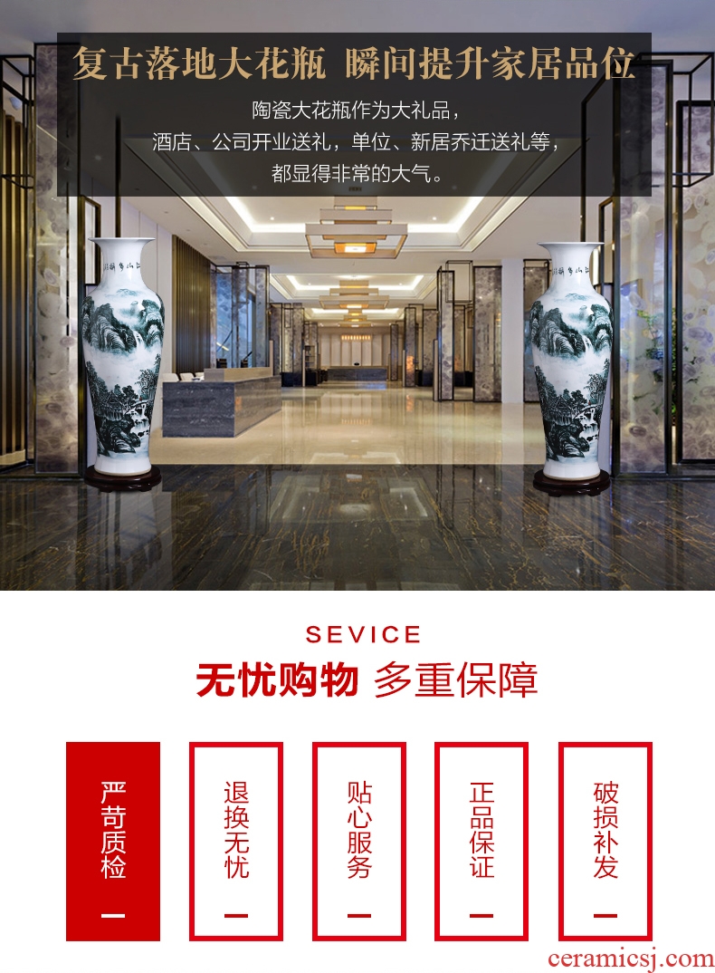 Jingdezhen ceramic floor large new Chinese blue and white porcelain vase dragon design home sitting room adornment is placed - 602166527495