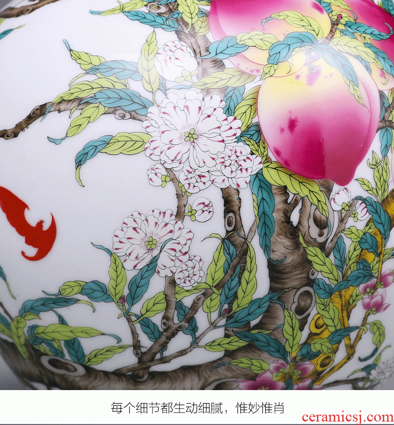 Jingdezhen ceramic of large vases, antique hand - made famille rose blooming flowers, goddess of mercy bottle of large vase - 592129815241