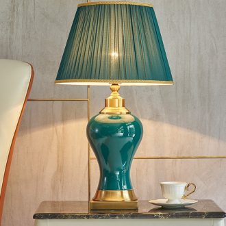Long copper all three American study adornment lamp manual ceramic sitting room of Europe type restoring ancient ways big desk lamp of bedroom the head of a bed