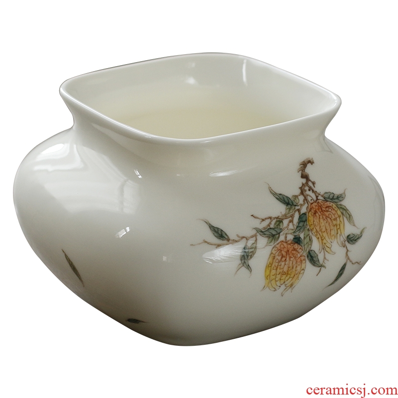 Serve tea pure hand-painted ceramic building tea wash in hot water tank household chayote kung fu tea tea accessories