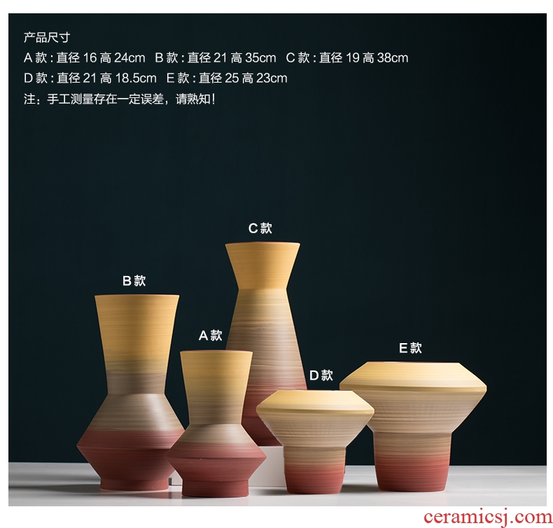 New Chinese style restoring ancient ways ceramic household vase creative living room decoration flower arranging containers dry flower is placed big desktop - 591231526232